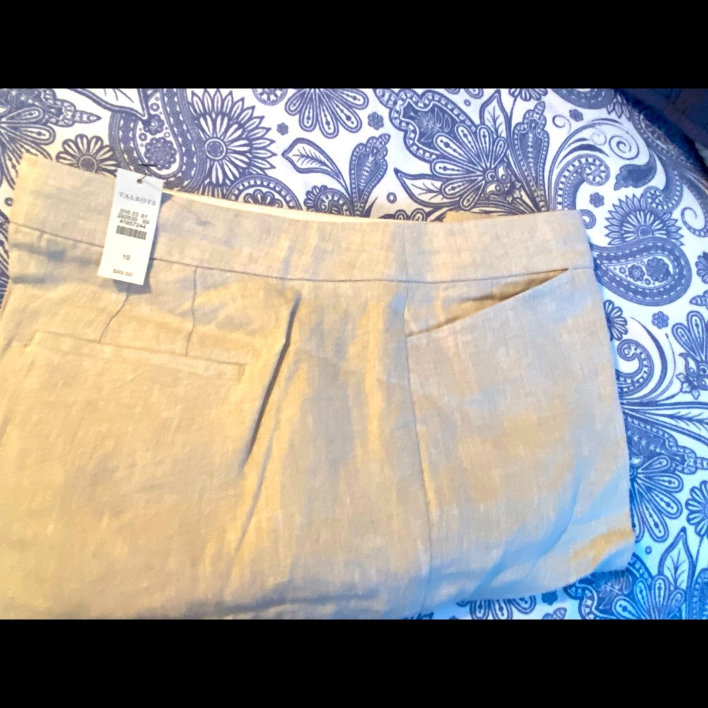 NWT Talbots oatmeal linen capris sz 10
